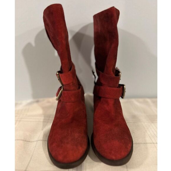 Donald J Pliner Dark Red Suede Mid-Calf Boots - Size 6.5M - Picture 11 of 12